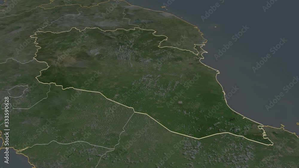 Pahang, state with its capital, zoomed and extruded on the satellite map of Malaysia in the conformal Stereographic projection. Animation 3D Pahang, state with its capital, zoomed and extruded on the satellite map of Malaysia in the conformal Stereographic projection. Animation 3D