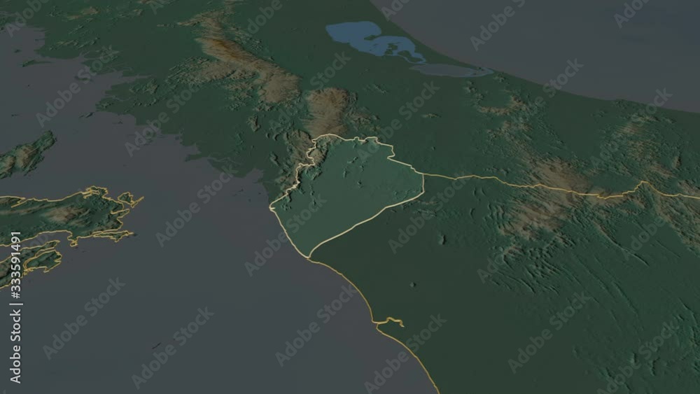 Perlis, state with its capital, zoomed and extruded on the relief map of Malaysia in the conformal Stereographic projection. Animation 3D Perlis, state with its capital, zoomed and extruded on the relief map of Malaysia in the conformal Stereographic projection. Animation 3D