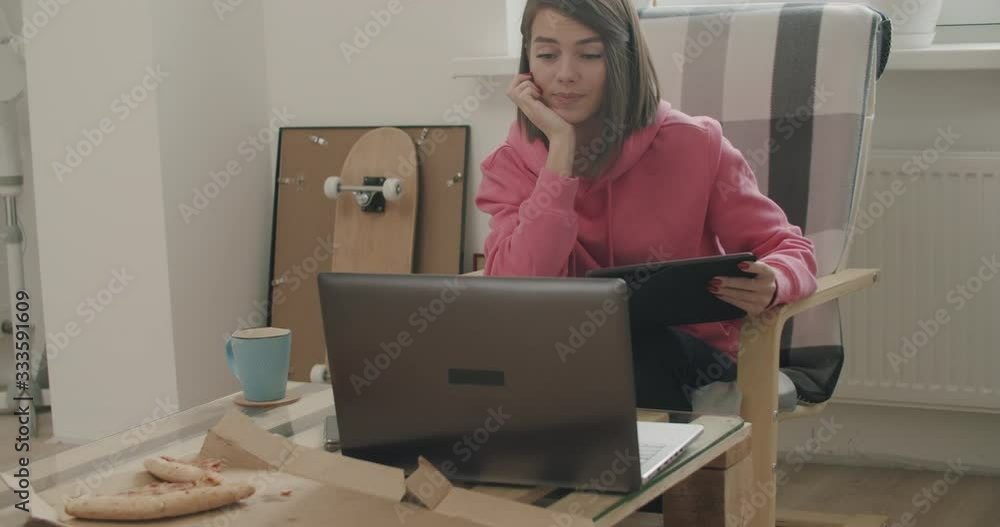 Attractive woman doing meeting or web conference
