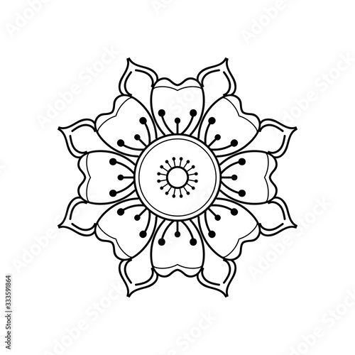 Circle flower of mandala with vintage floral style, Vector mandala Oriental pattern, Hand drawn decorative element. Unique design with petal flower. Concept relax and meditation use for page logo book