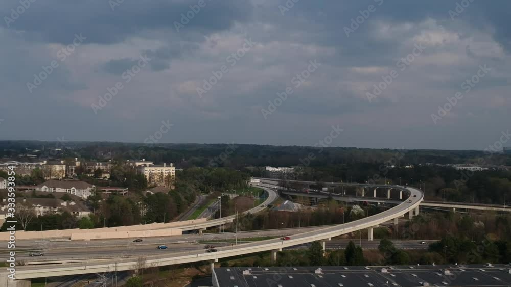 An empty interstate that would normally have traffic in Atlanta An empty interstate that would normally have traffic in Atlanta