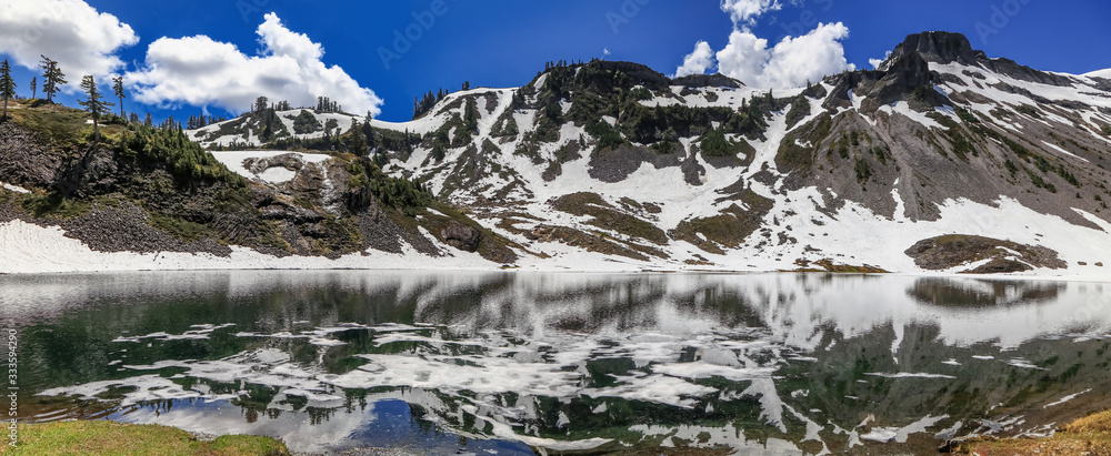 Panoramic view of scenic landscape in Mount Baker ski area