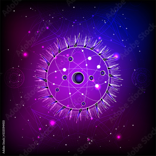 Vector illustration of Sacred geometry symbol on abstract background.