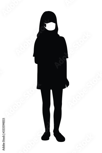 woman with mask silhouette vector