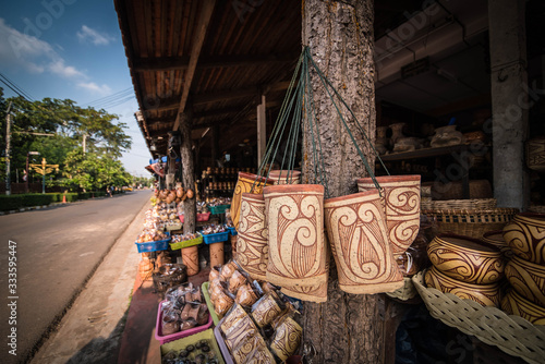 Pottery painted in Ban Chiang sells as souvenirs. At Ban Chiang, Udon Thani Province, Thailand photo