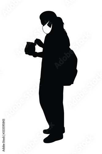woman with mask silhouette vector