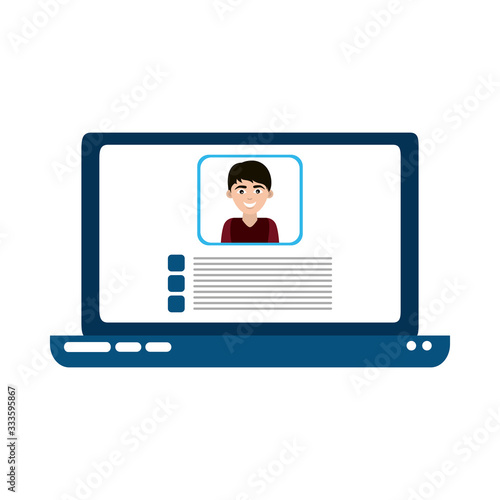 laptop computer video teaching home education flat style icon