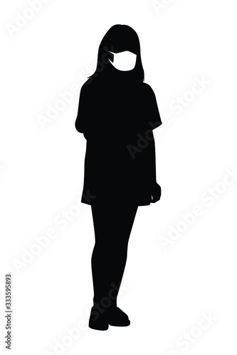 woman with mask silhouette vector