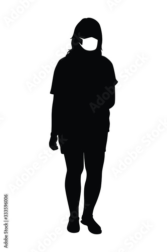 woman with mask silhouette vector