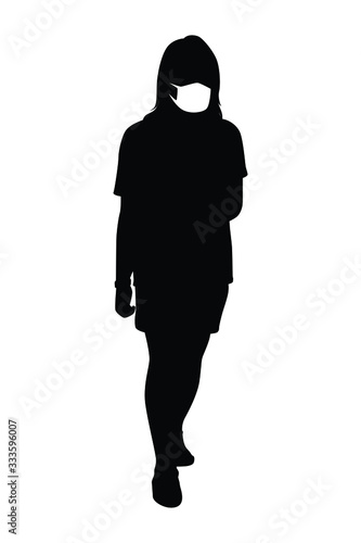 woman with mask silhouette vector
