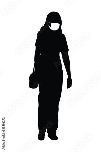 woman with mask silhouette vector