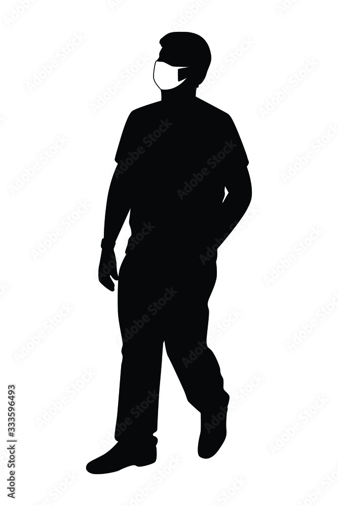 Man with mask silhouette vector