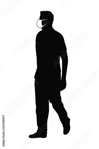 Man with mask silhouette vector