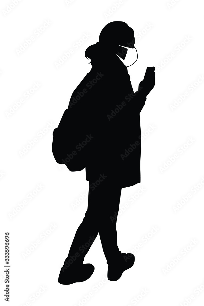 woman with mask silhouette vector woman with mask silhouette vector