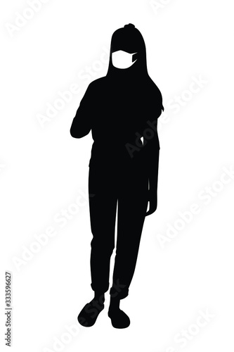 woman with mask silhouette vector