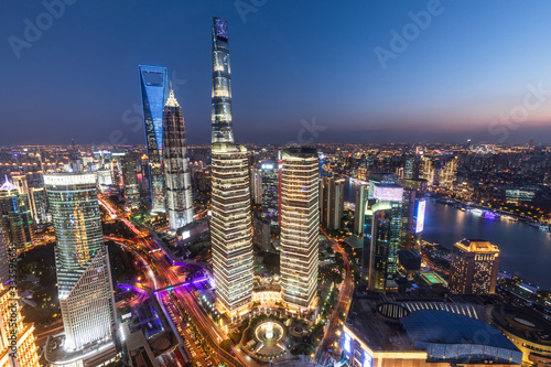 Night view of modern city in Shanghai  China