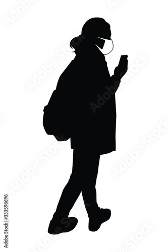 woman with mask silhouette vector