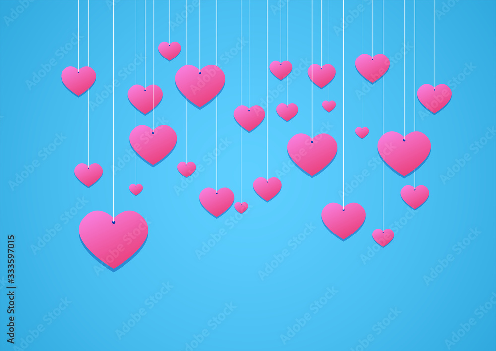 love  card Valentine's day, pink heart. Vector illustration.