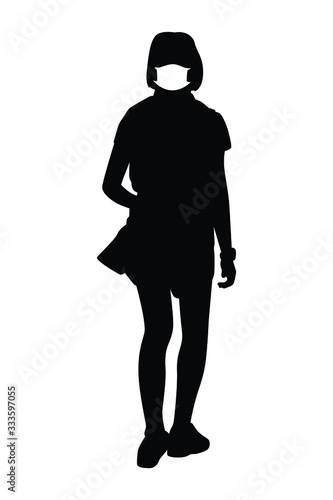 woman with mask silhouette vector
