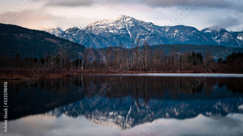 Fototapeta Naklejka Na Ścianę i Meble -  Sunset on the One Mile Lake, Pemberton, British Columbia, Canada.
