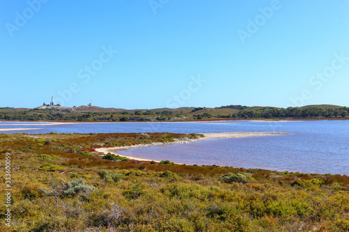 Pink salt lake  Rottnest Island  Western Australia 