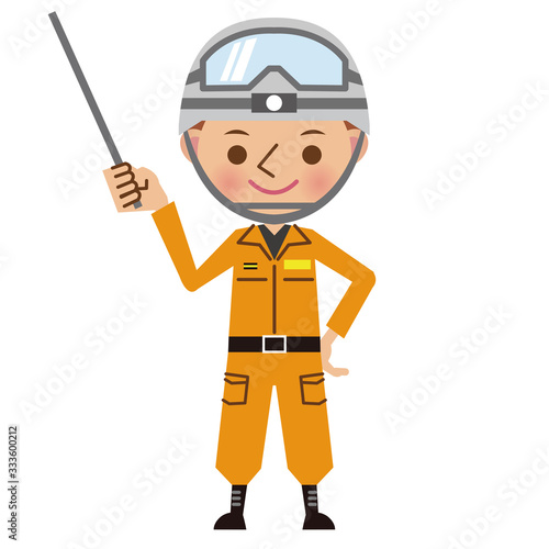 指し棒を使って解説するレスキュー隊・救助隊