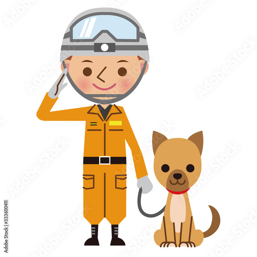 レスキュー隊員と救助犬