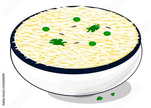 Rice,Chaval,Bhat Indian Traditional Food Vector
