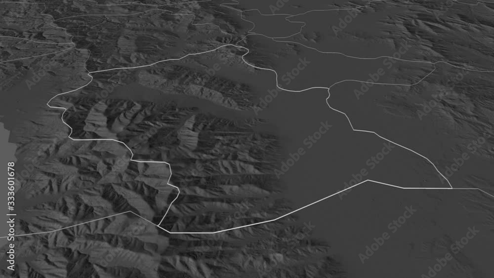 Bitola, municipality with its capital, zoomed and extruded on the ...