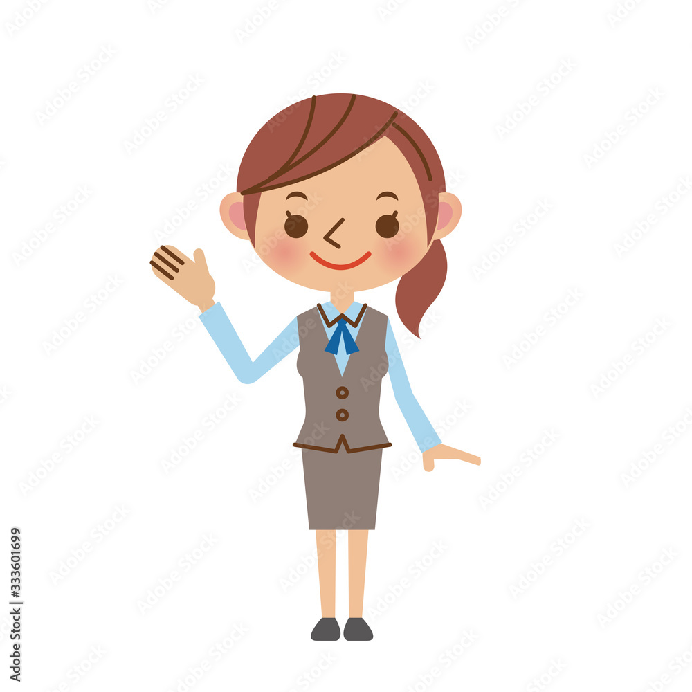 案内をするOL・事務スタッフ（制服姿）