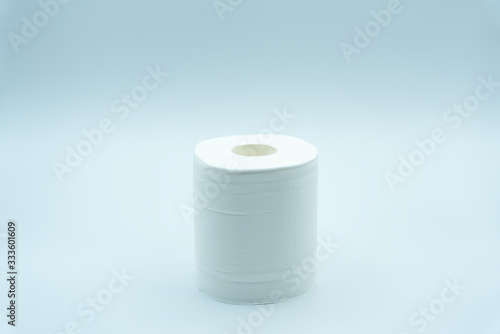 Photo of toilet paper on white background