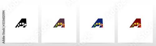  Speedometer On Letter Logo Design A