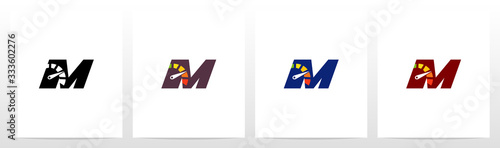  Speedometer On Letter Logo Design M
