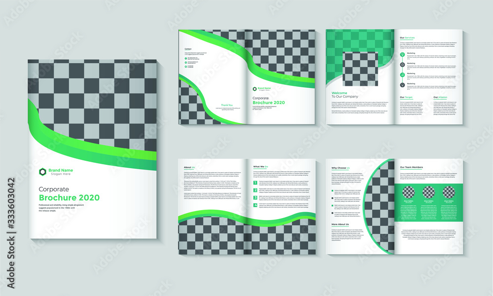 Multi page business brochure template with modern abstract design. Use for marketing, print, annual report and business, corporate, official presentations and Multi Purpose. Vector illustration. 