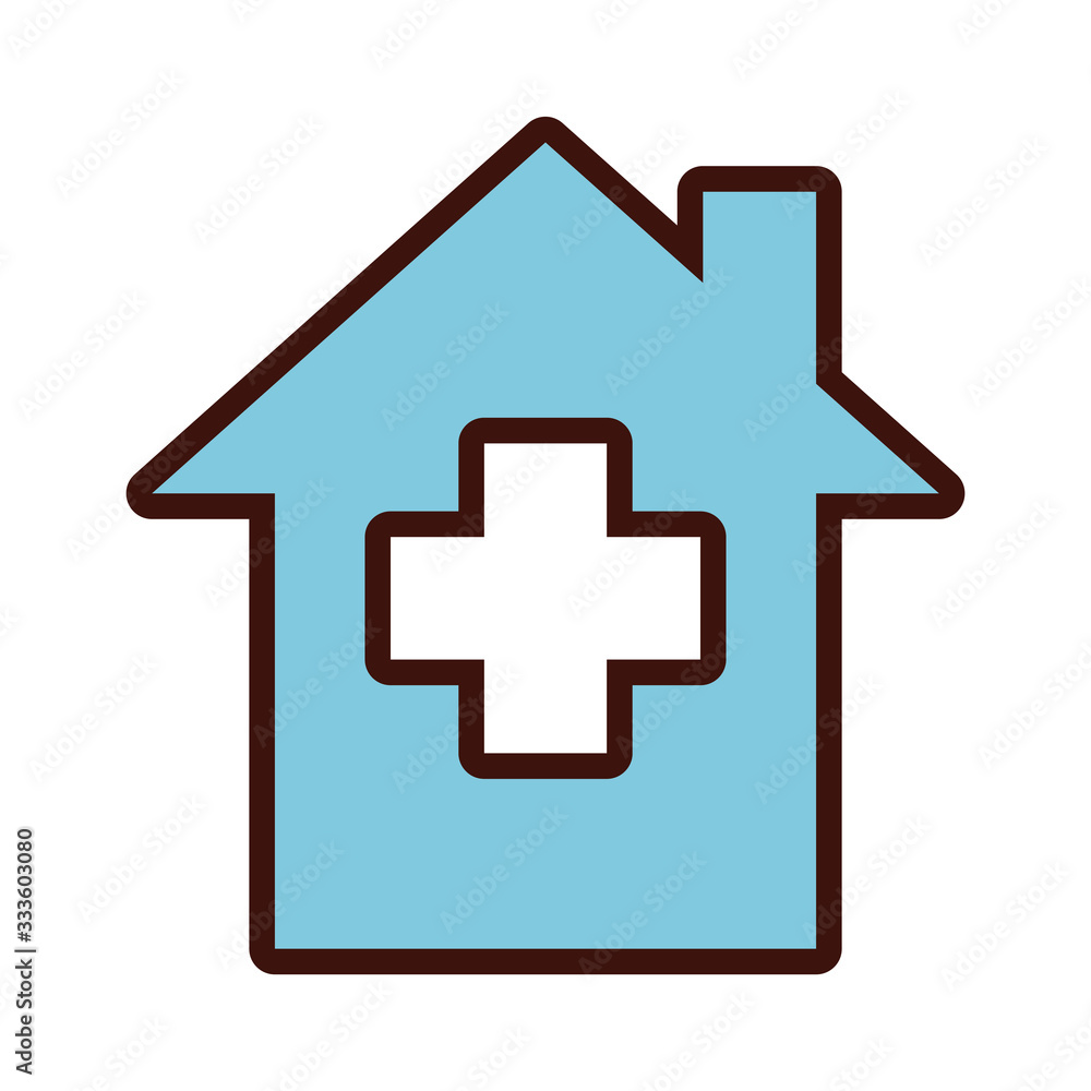 house with cross medical line and fill style house with cross medical line and fill style