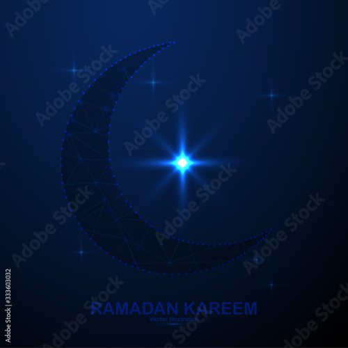 Abstract ramadan kareem in the space, low poly style design