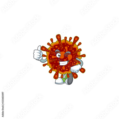 Deadly coronvirus cartoon character making Thumbs up finger