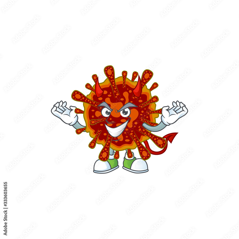 Cartoon picture of deadly coronvirus in devil cartoon character design Cartoon picture of deadly coronvirus in devil cartoon character design