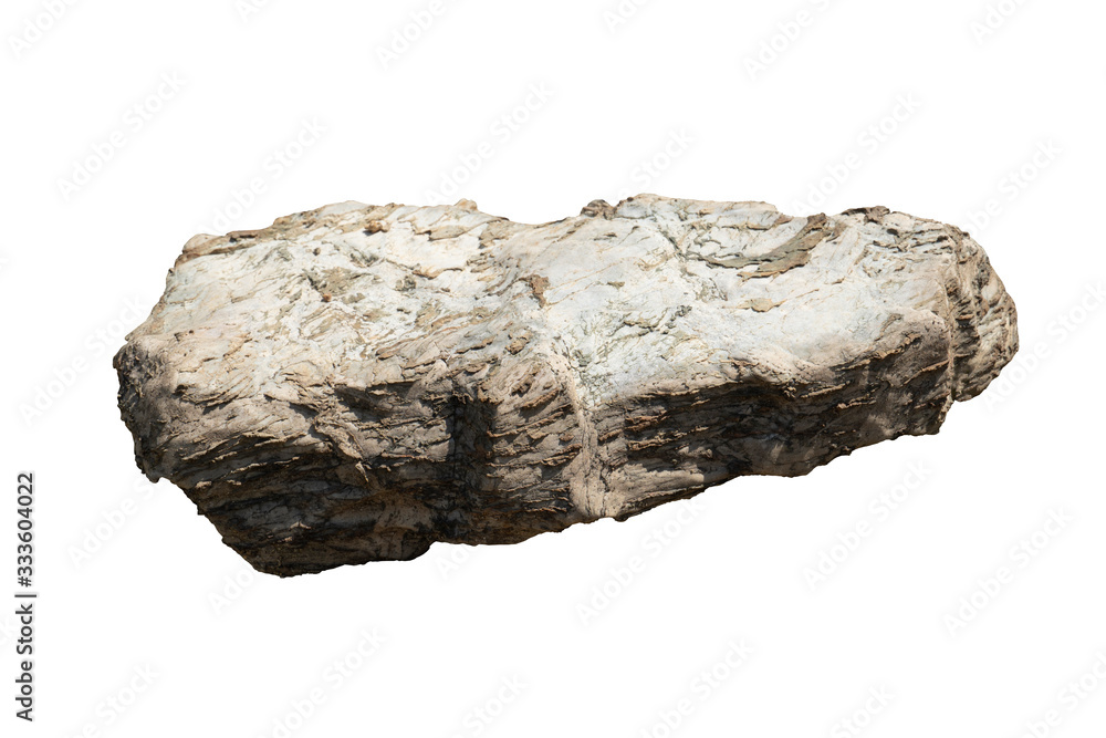 Object textured on white background of Scree Stone : The rocks from the mountains that have been submerged in water are then precipitated. For garden decoration design.