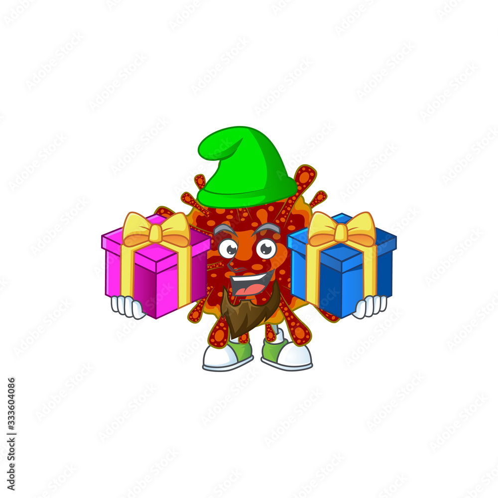 Funny face cartoon design of deadly coronvirus with tongue out Funny face cartoon design of deadly coronvirus with tongue out