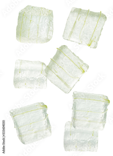 Aloe vera Cube jelly isolated on white background