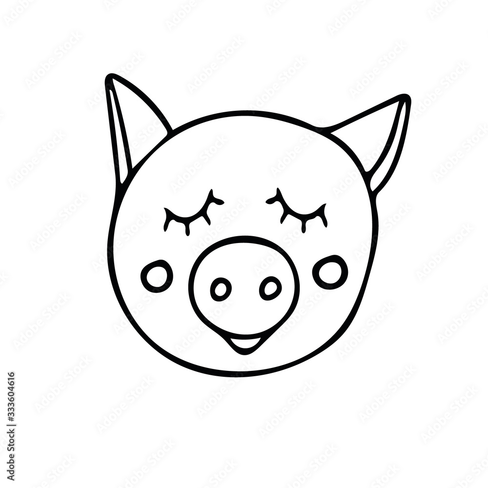 pig in doodle style. cute beast hand drawn in scandinavian simple monochrome. element for the design of children's rooms, clothes, sticker, coloring, poster pig in doodle style. cute beast hand drawn in scandinavian simple monochrome. element for the design of children's rooms, clothes, sticker, coloring, poster
