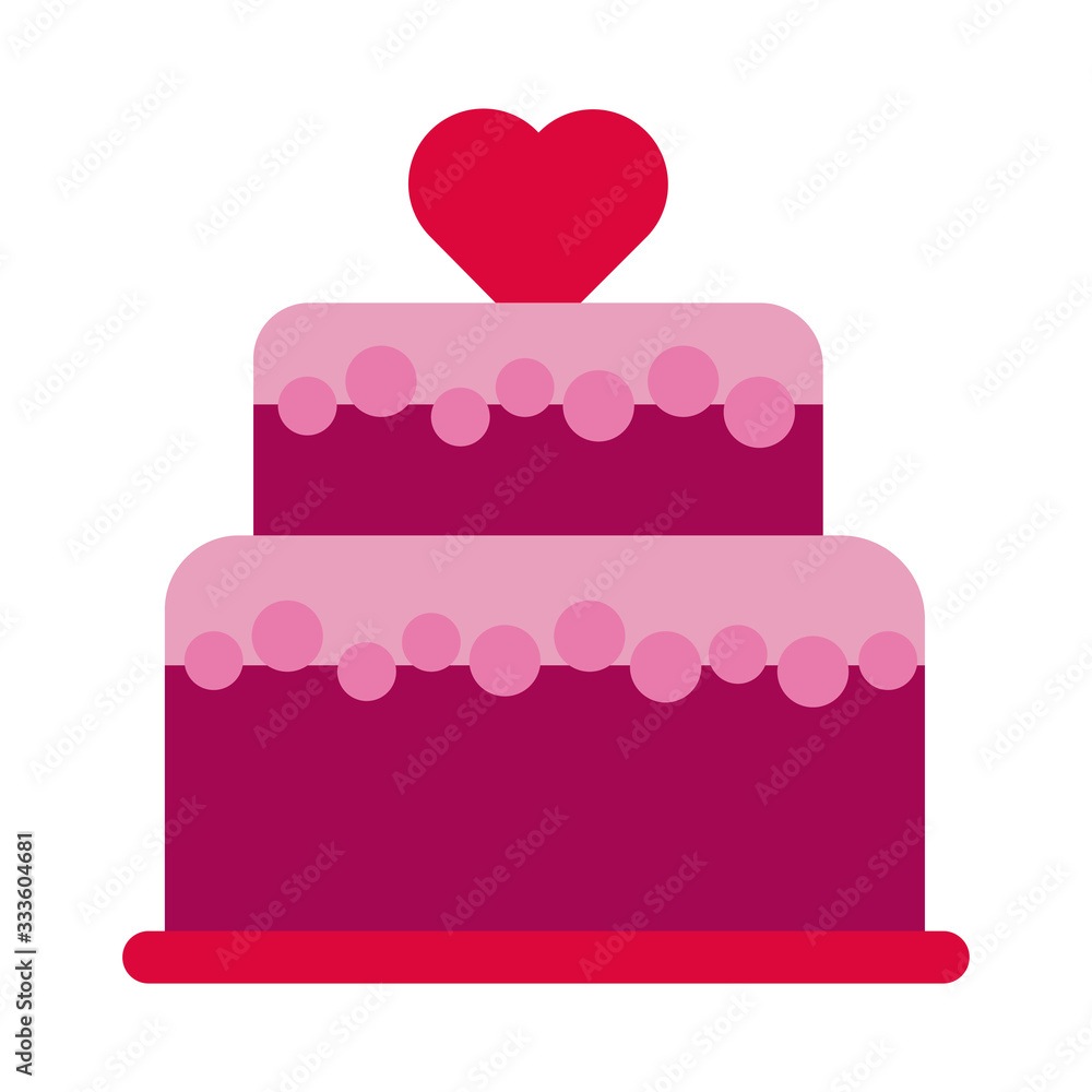 happy valentines day sweet cake with heart flat style happy valentines day sweet cake with heart flat style