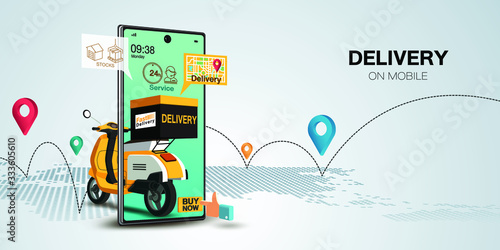 fast delivery scooter on mobile e-commerce