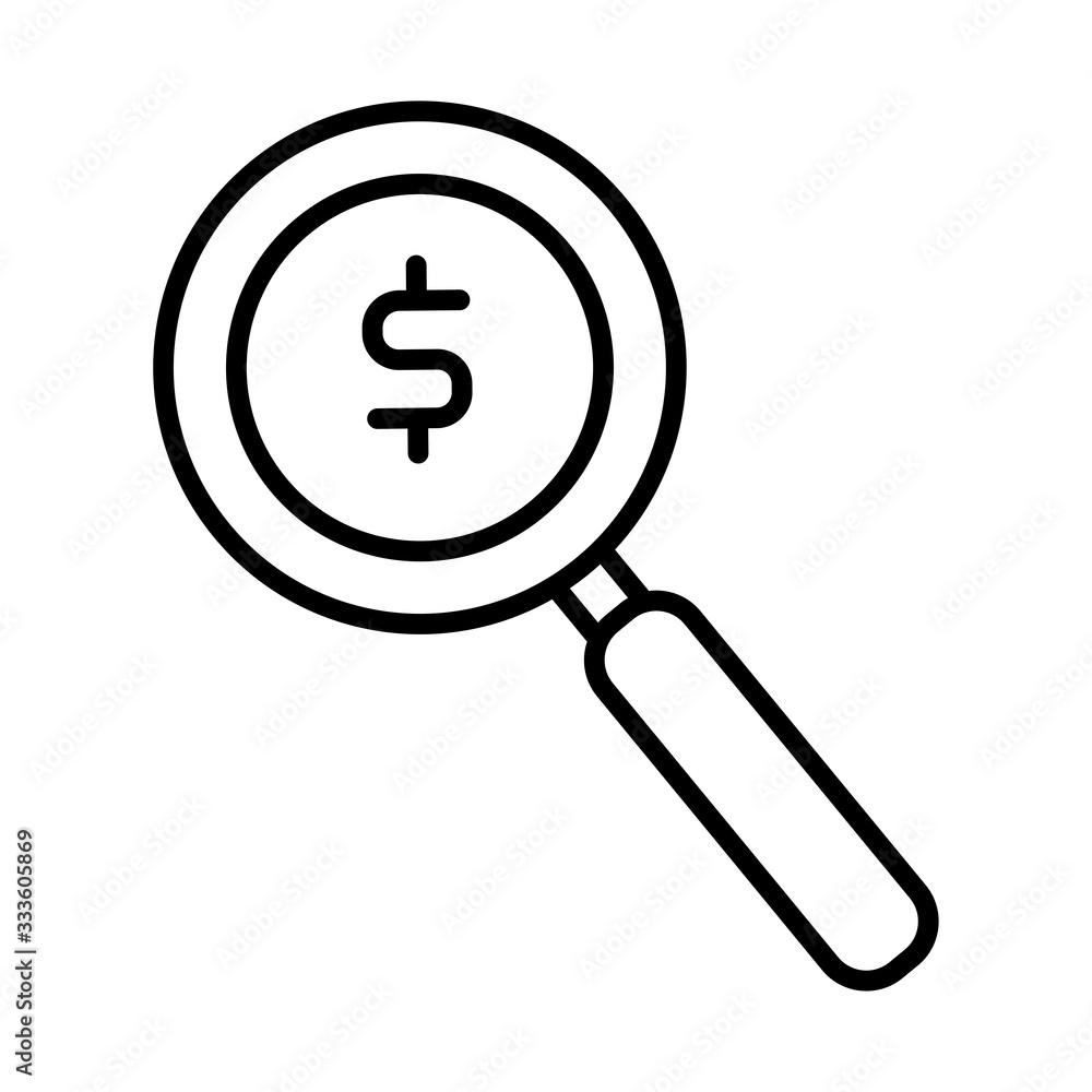 magnifying glass with dollar symbol line style magnifying glass with dollar symbol line style