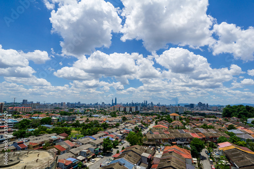 Photography View of cumulus clouds over down town Kuala Lumpur, Malaysia.