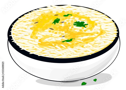 Dal Rice or Dal Chawal indian Traditional Food Vector