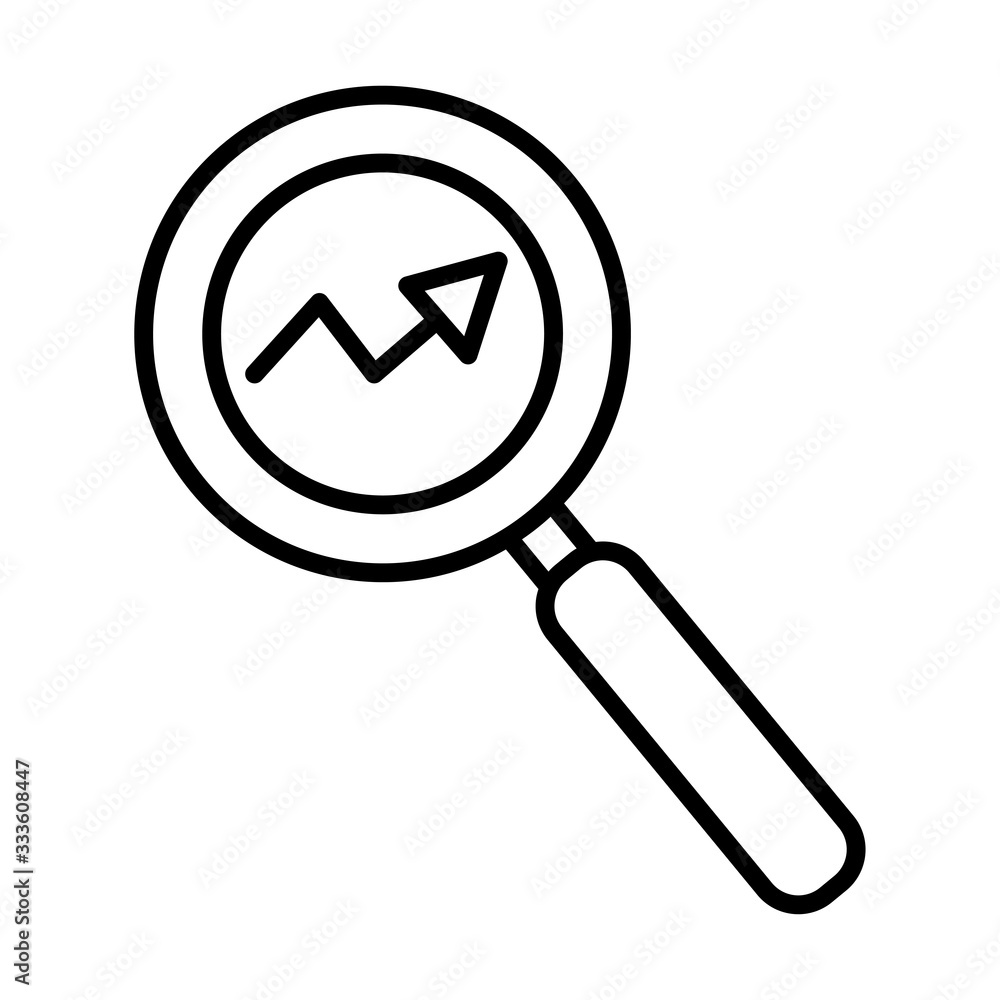 arrow statistics with magnifying glass line style arrow statistics with magnifying glass line style