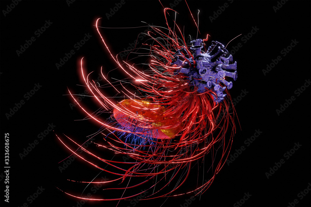 3D rendered of abstract background, virus and blood cell 3D rendered of abstract background, virus and blood cell
