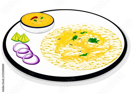 Dal Rice or Dal Chawal indian Food Vector